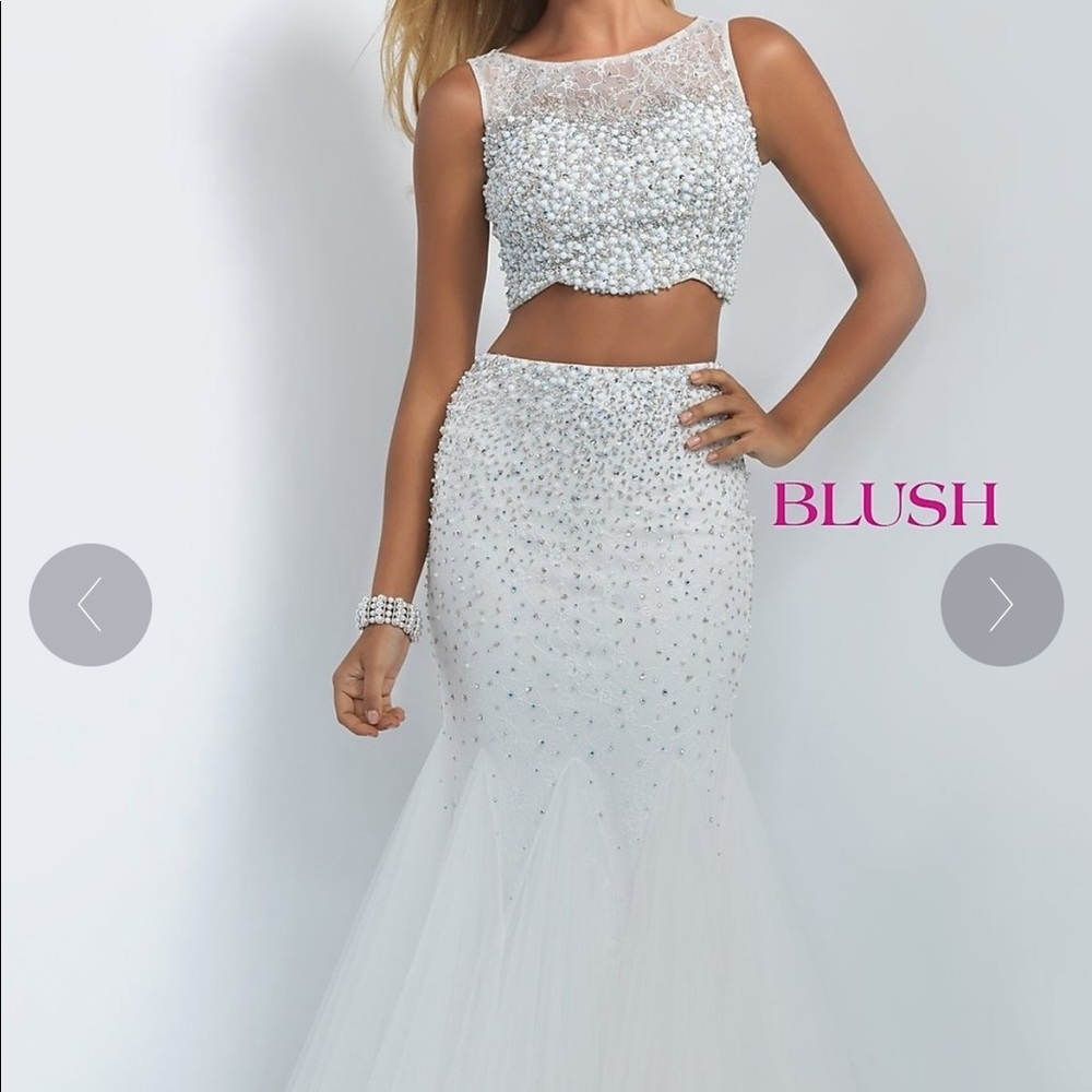 Blush Prom by Alexia- White two-piece prom dress